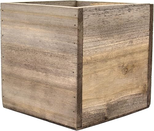 Miniatura 7 de CYS EXCEL 2 macetas de cubo blanco de 5 pulgadas con forro de plástico extraíble  Múltiples opciones de maceta cuadrada de madera natural  Caja de