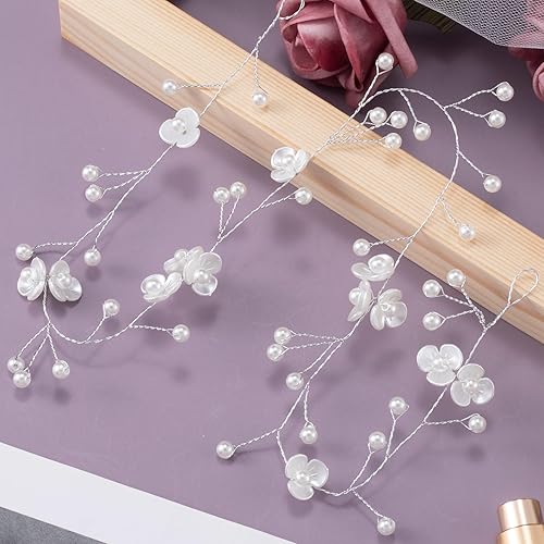 Miniatura 7 de 2 piezas de enredaderas para el cabello de novia, 20 pulgadas, diadema de perlas extra larga, accesorios para el cabello para novia, dama de honor,