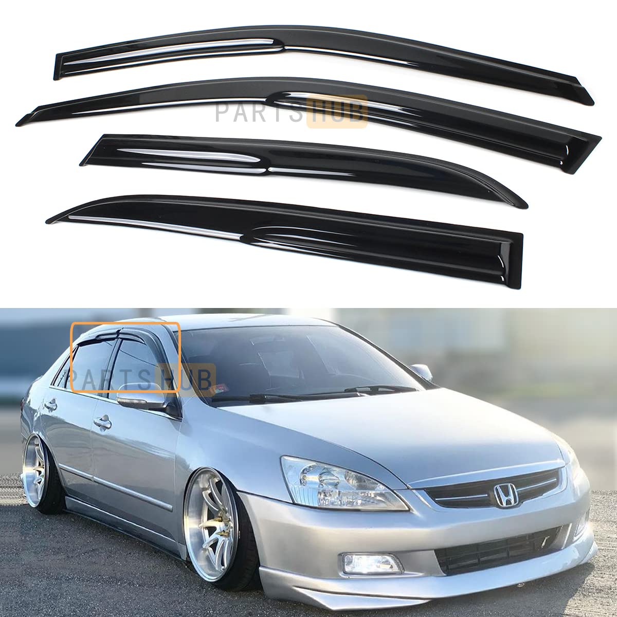 Protectores De Lluvia Y Sol Para Honda Accord (2013-2017) | 4 Piezas Tintadas Humo | Estilo JDM Mugen