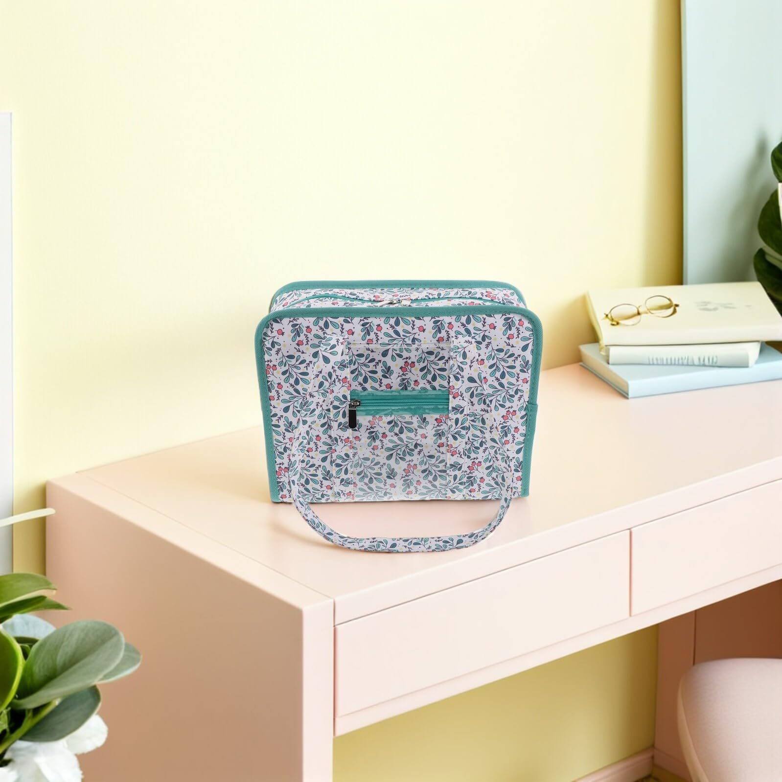 Mehrlagige Stickwerkzeugtasche mit Print für Anfänger | Stoffausführung, Tragbar mit Stabilem Griff, Große Kapazität für Ordnung und Schutz, für Heimatelier