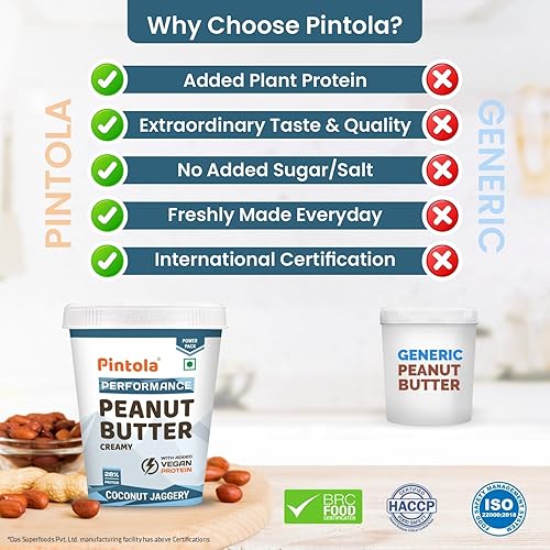 Miniatura 2 de Pintola Coconut Jaggery Performance Series - Mantequilla de maní (cremosa) - 2.2 lbs | Proteína vegana | 28% de proteína | Alta proteína y fibra