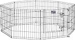 MidWest Homes for Pets Folding Metal Puppy/Dog Exercise Pen, Indoor/Outdoor Playpen with Secure Door, Provides 16 Sq Feet of Play Space, 24-Inches Tall, Black E-Coated
