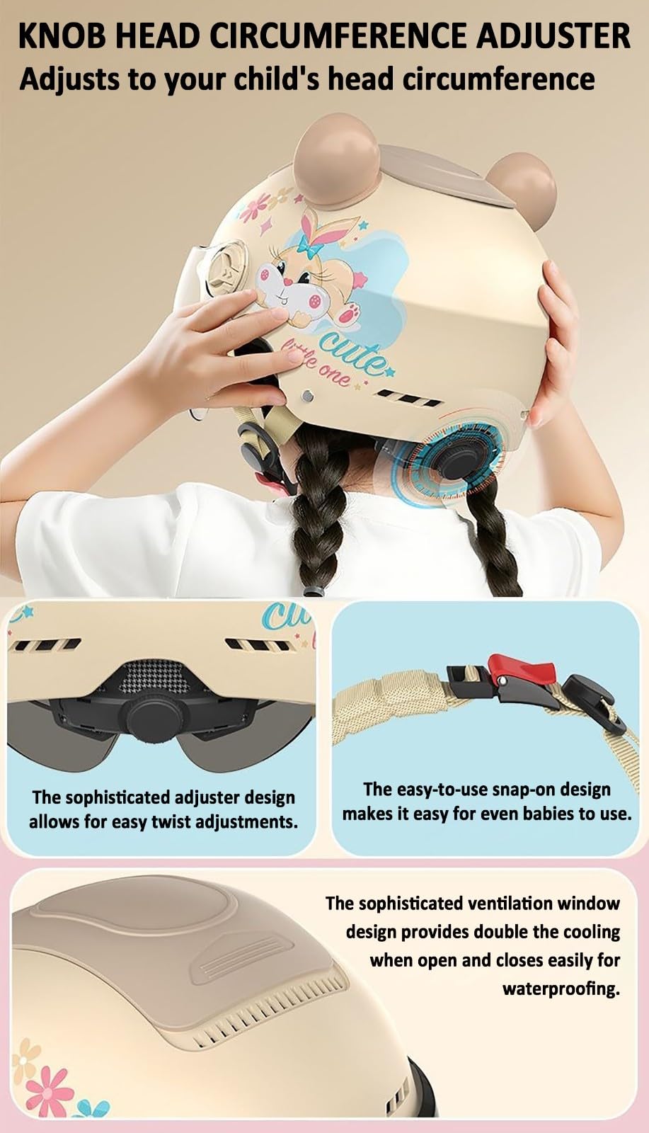 Casco De Scooter De Moda, Homologado ECE 22.06, Casco De Moto Abierto para Niños Y Niñas De 3 A 12 Años con Visera Solar.