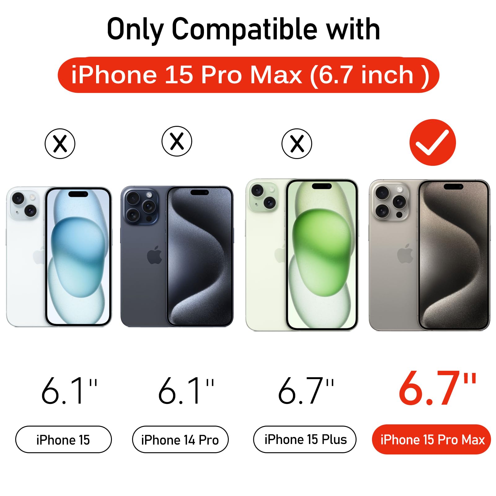 iVoler Cover Chiaro per iPhone 15 Pro Max con 2 Pezzi Pellicola Vetro Temperato, [Antiurto di Grado Militare][Protezione Fotocamera] Custodia Trasparente Sottile Anti-Ingiallimento Case - Menta Verde