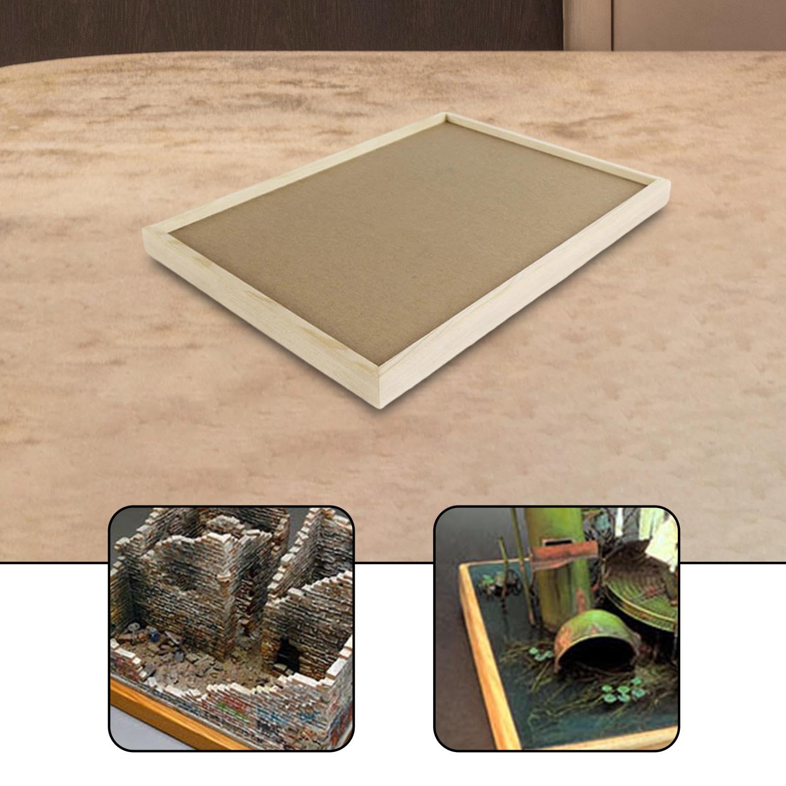 Base per Diorama in Legno di faggio, Piattaforma per modellismo, assemblaggio per progetti espositivi, Forniture per Miniature, Vassoio per Tavolo da, 21 Cmx29.7 Cm