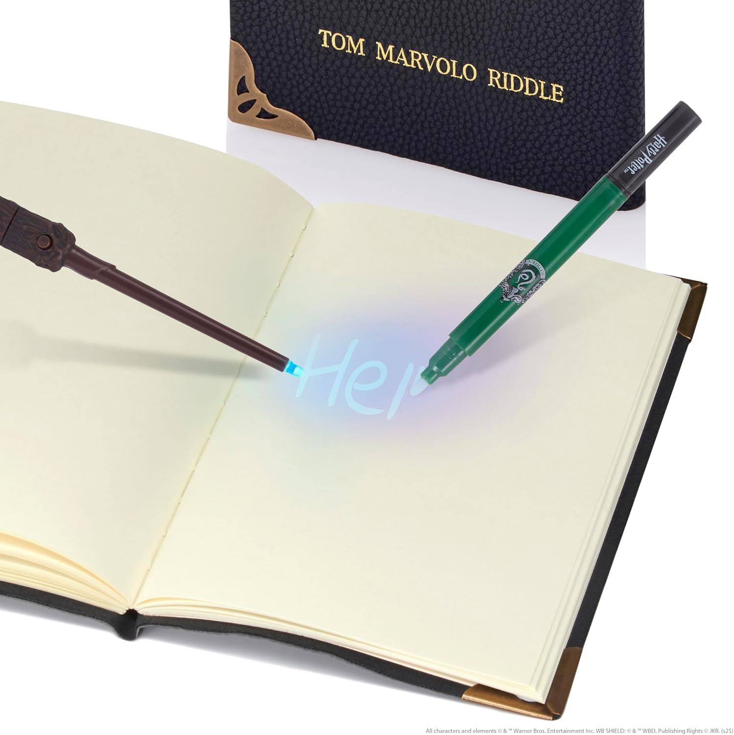 Wizarding World: Tom Riddle's Diary - Secret Replica Notebook, Slytherin House Invisible Ink Pen, Magic UV Reveal Mini Wand, Harry Potter Collectible