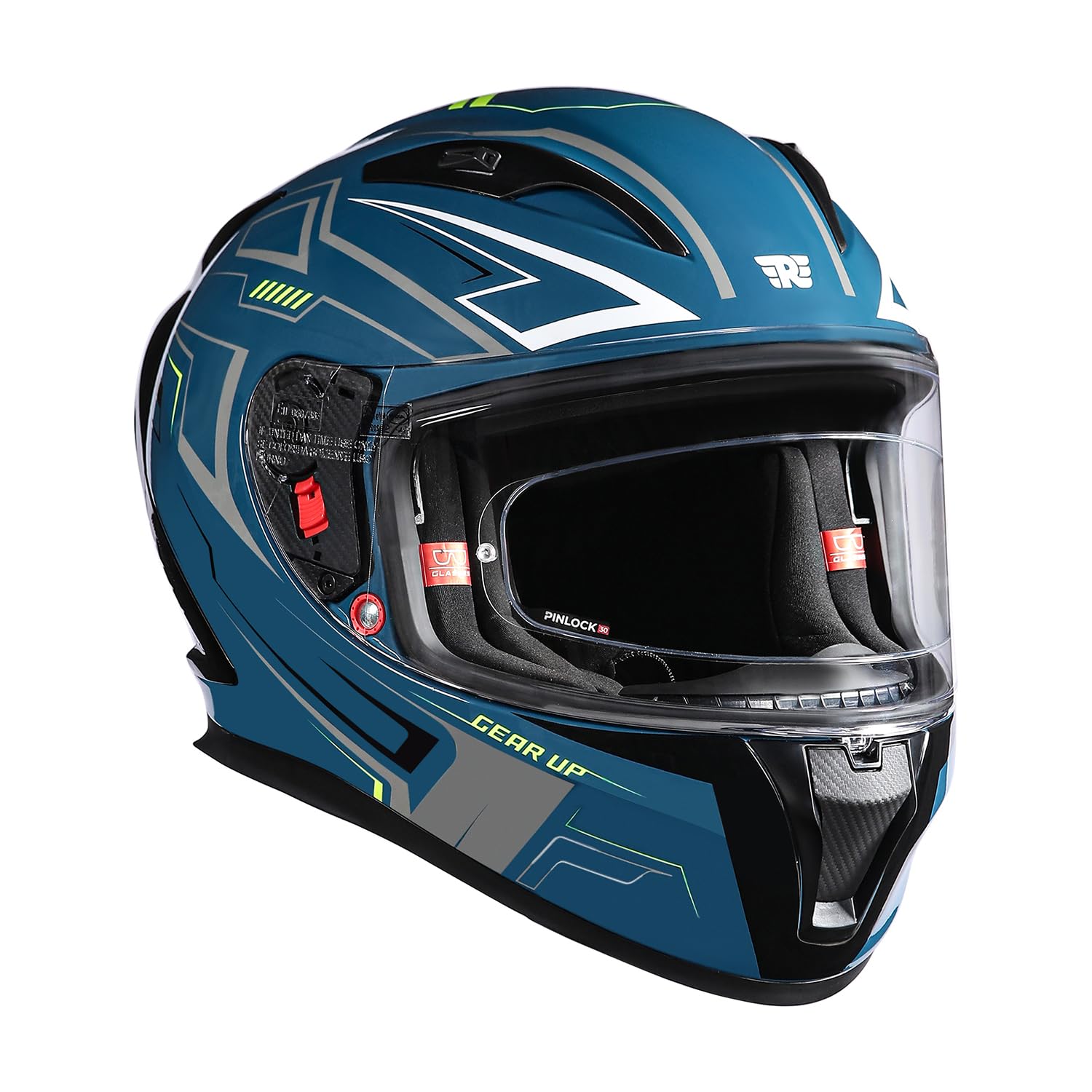 Royal Enfield Speedx Helmet Full Face Gearup | ISI and DOT Certified Riding Helmet | Anti-Fog Pinlock System | Better Scratch Resistance | Dual EPS for Perfect Fitting & Absorb Impact Teal (XL) 62 CM-image-24