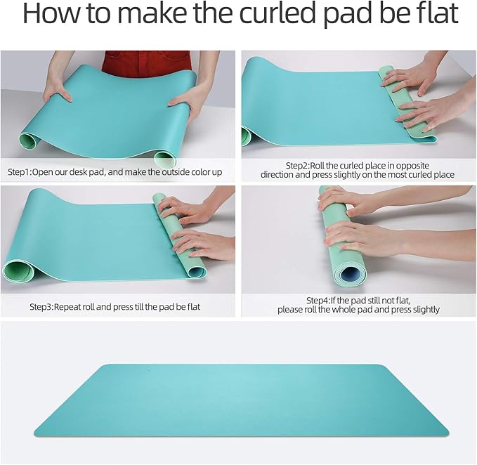 YSAGi Desk Pad, Tapete de Escritorio de Cuero Falso 80x40 cm, Azul y Verde miniatura 7