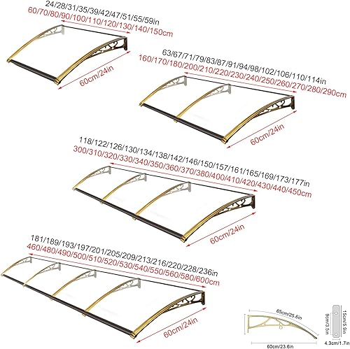 Miniatura 5 de Toldo para ventana, toldo para puerta delantera, toldo de patio al aire libre, toldo de entrada, toldo para techos, cubierta de toldo silencioso,