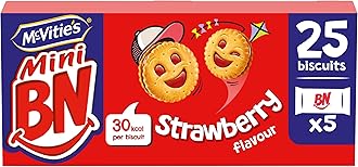 McVitie's Mini BN Strawberry Flavour Sandwich Biscuit Snack Bags, 5 x 35 g Bags (Pack of 1)