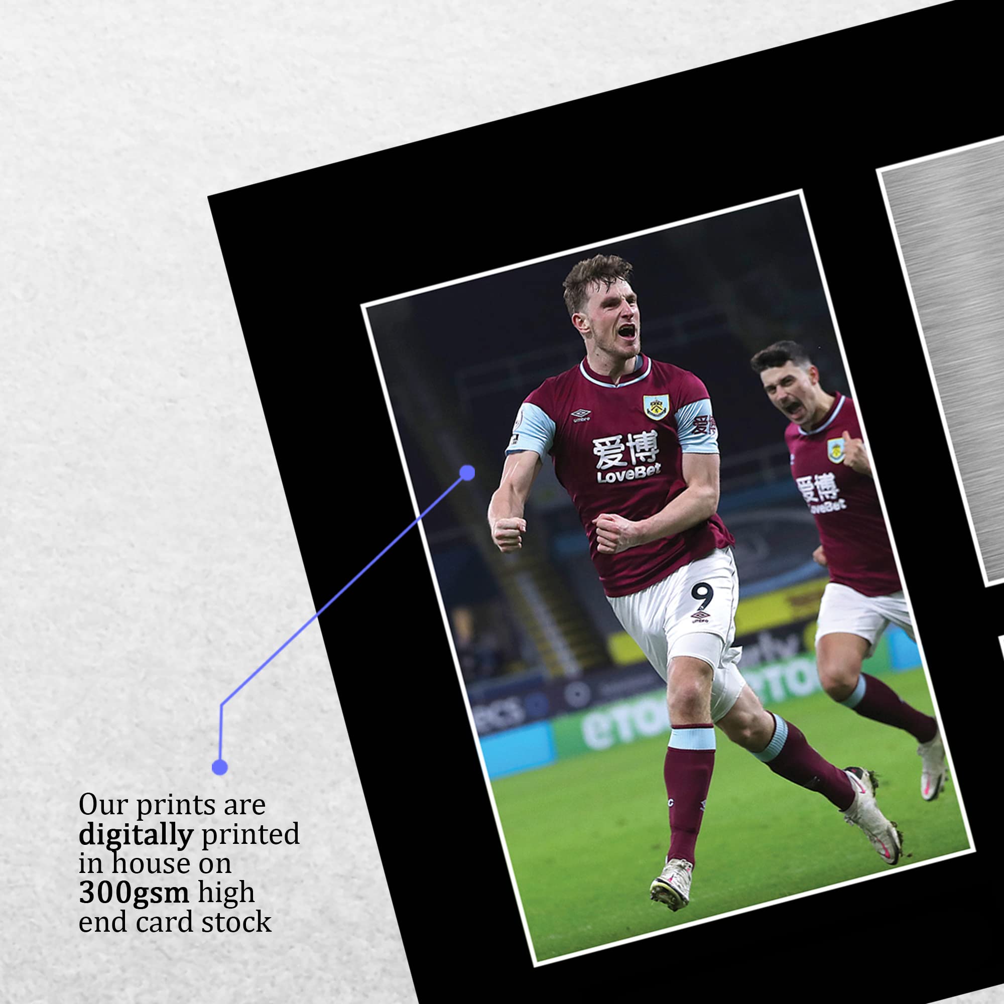Foto Calciatore A4 Con Autografo Stampato - Chris Wood (Burnley) - Regalo Per Tifosi In Cornice Nera Opaca