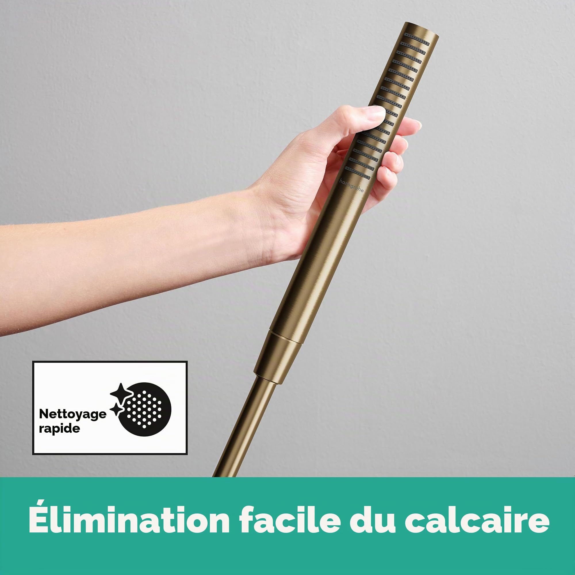 hansgrohe Pulsify S - Pommeau de douche 5,4 l/min (EcoSmart+), Douchette à main avec 1 type de jet (PowderRain), Douchette (100 mm), Blanc mat, 24126140