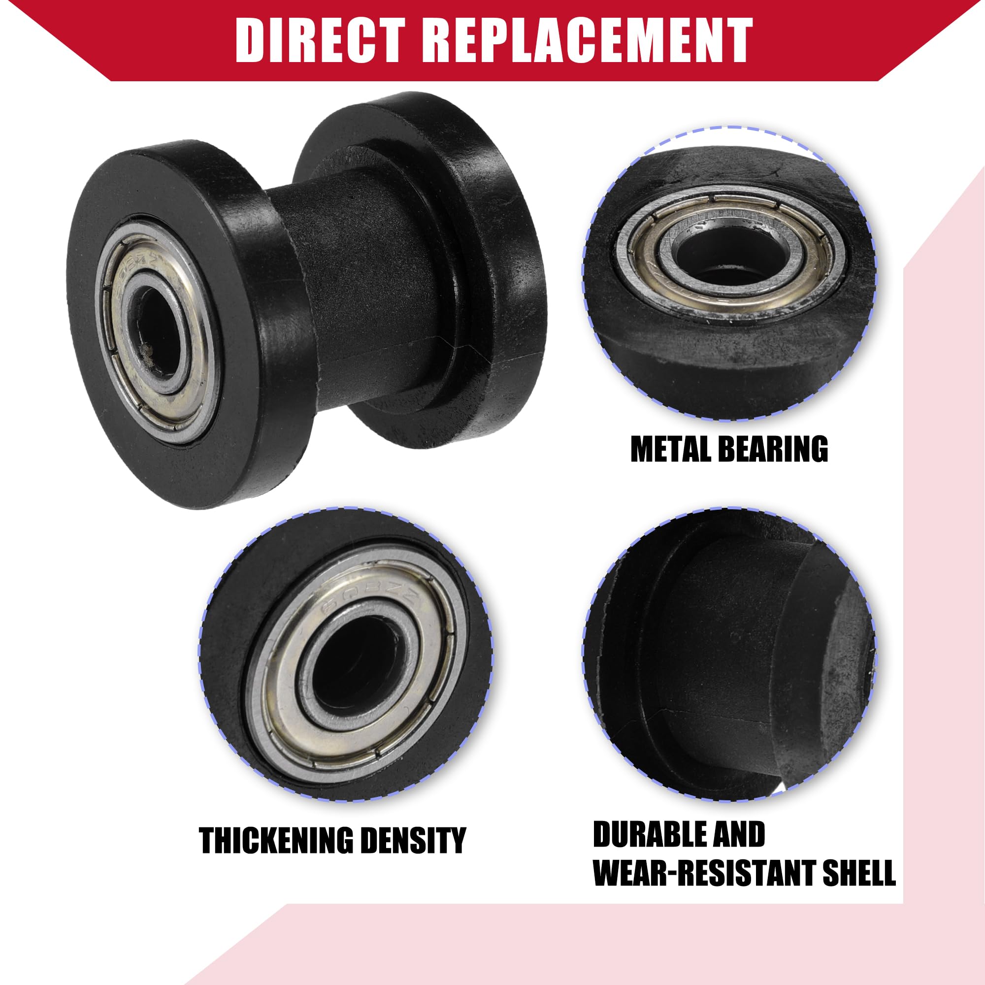 Tendeur De Chaîne À Galet Pour Moto/Quad 8 Mm Lot De 2 Noir | Plastique/Métal, M8x1.25, Pour KLX110, XR125, SSRC, RF50, Pit Bike, Karts, Quads 125-160cc
