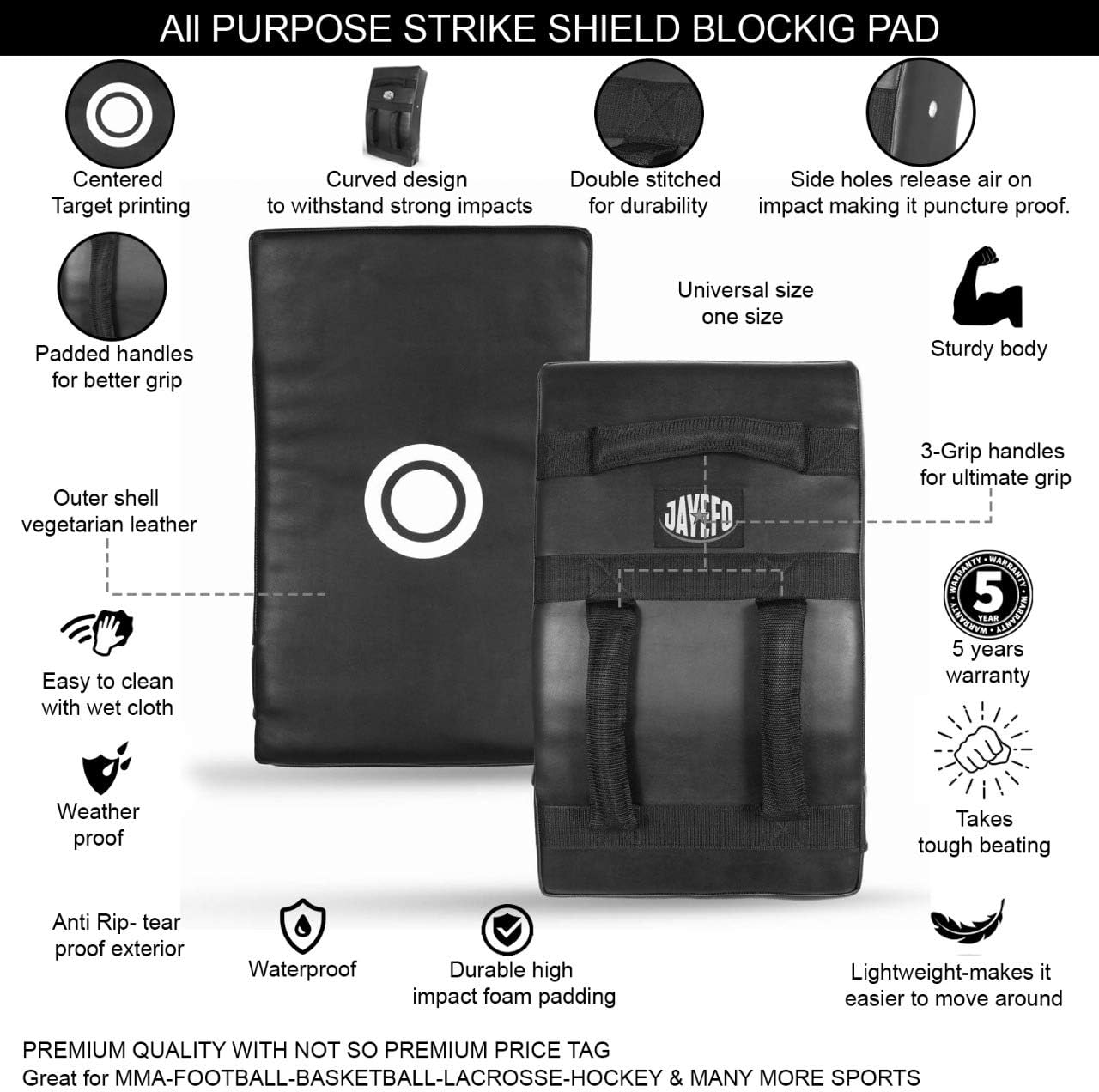 Jayefo 2021 Sports Shield Blocking Pad 24" X 16" Training Sports Basketball Blocker Bag Soccer Football Lacrosse Hockey Martial Arts MMA Kick Shield Kickboxing