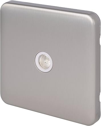 Schneider Electric Lisse Screwless Deco - Single TV Aerial Socket, 240V GGBL7010WSS, Stainless Steel with White Insert