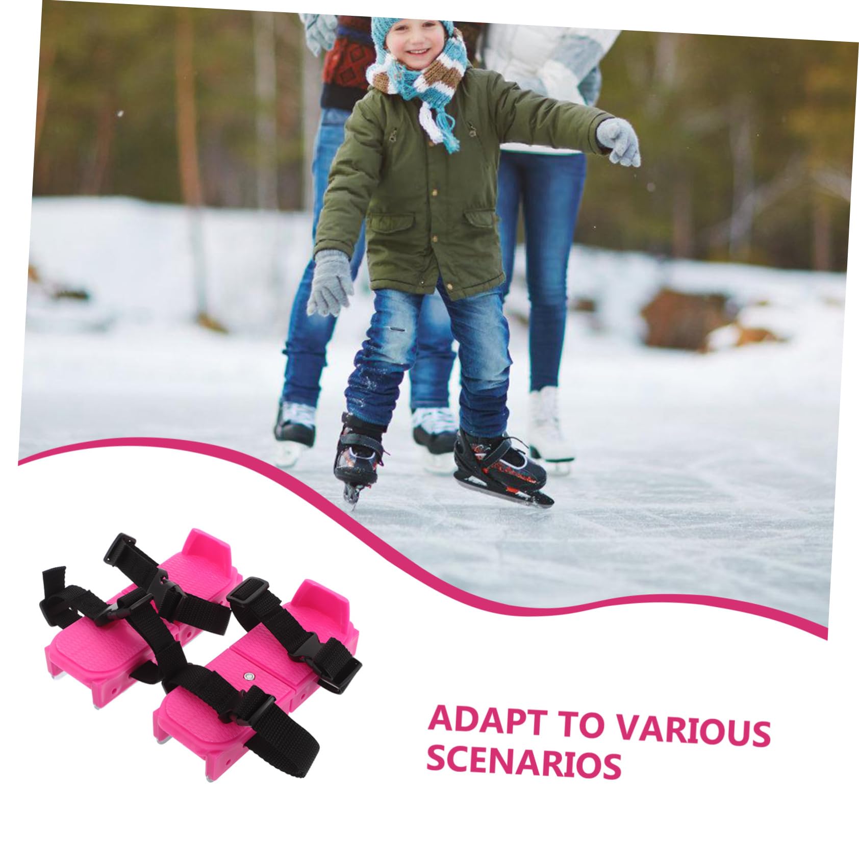 Sosoport Patines de Hielo Ajustables para Niños 1 Par Rosa PP Metal
