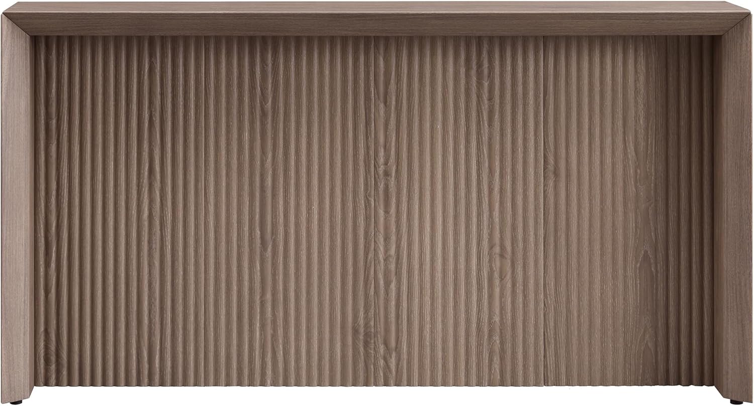 Henn&Hart 56" Fluted Wooden Rectangular Console Table Ribbed Entryway Table, Sofa Table for Entryway, Living Room, Couch, Hallway, or Office, Weathered Gray