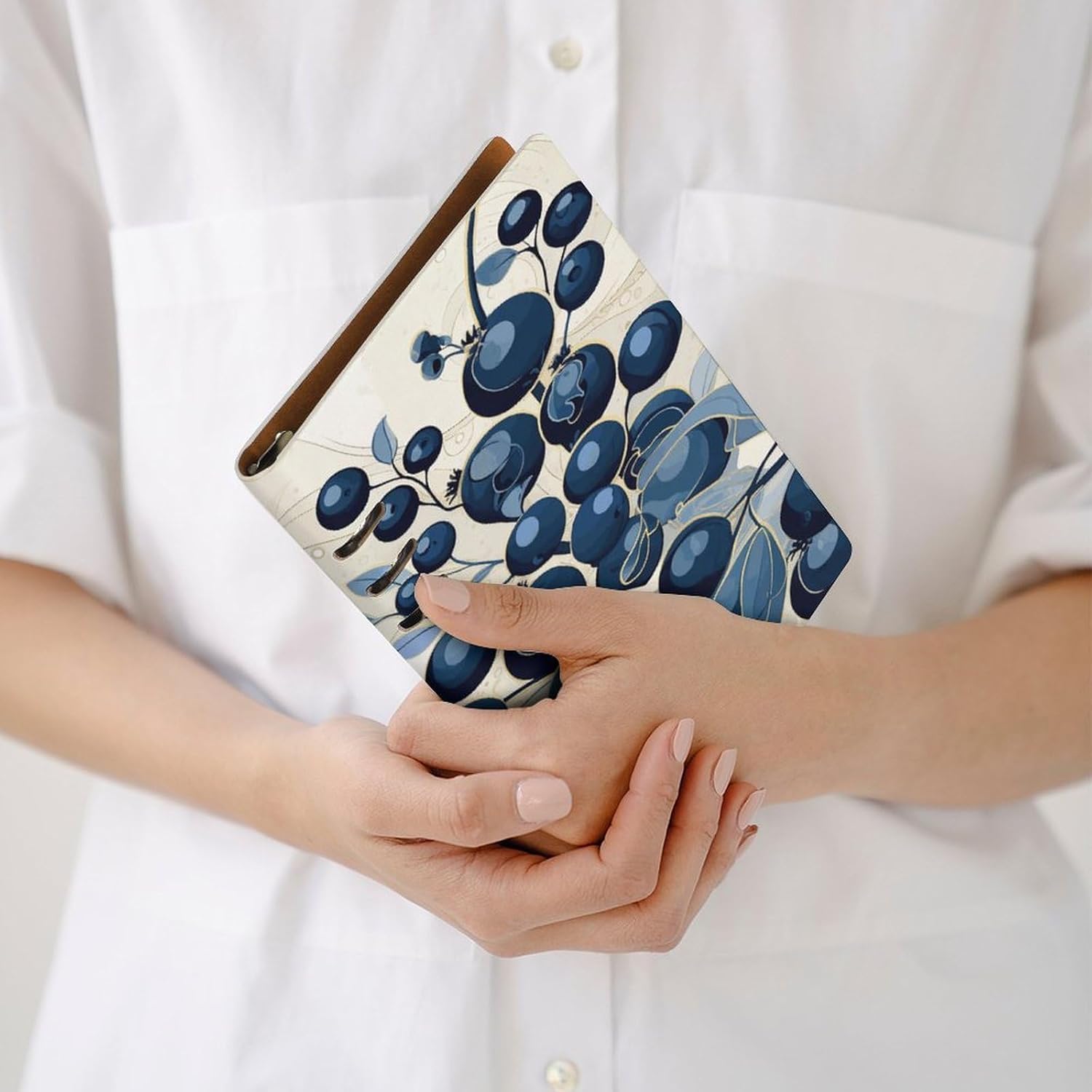 JTREHY Field of Blueberries Notebook A5 Binder Refillable Planner Notebook Loose Leaf Binder with 6 Ring Water Resistant Hardcover Note Book for Note Taking Teachers Women Men 13.7 X 9