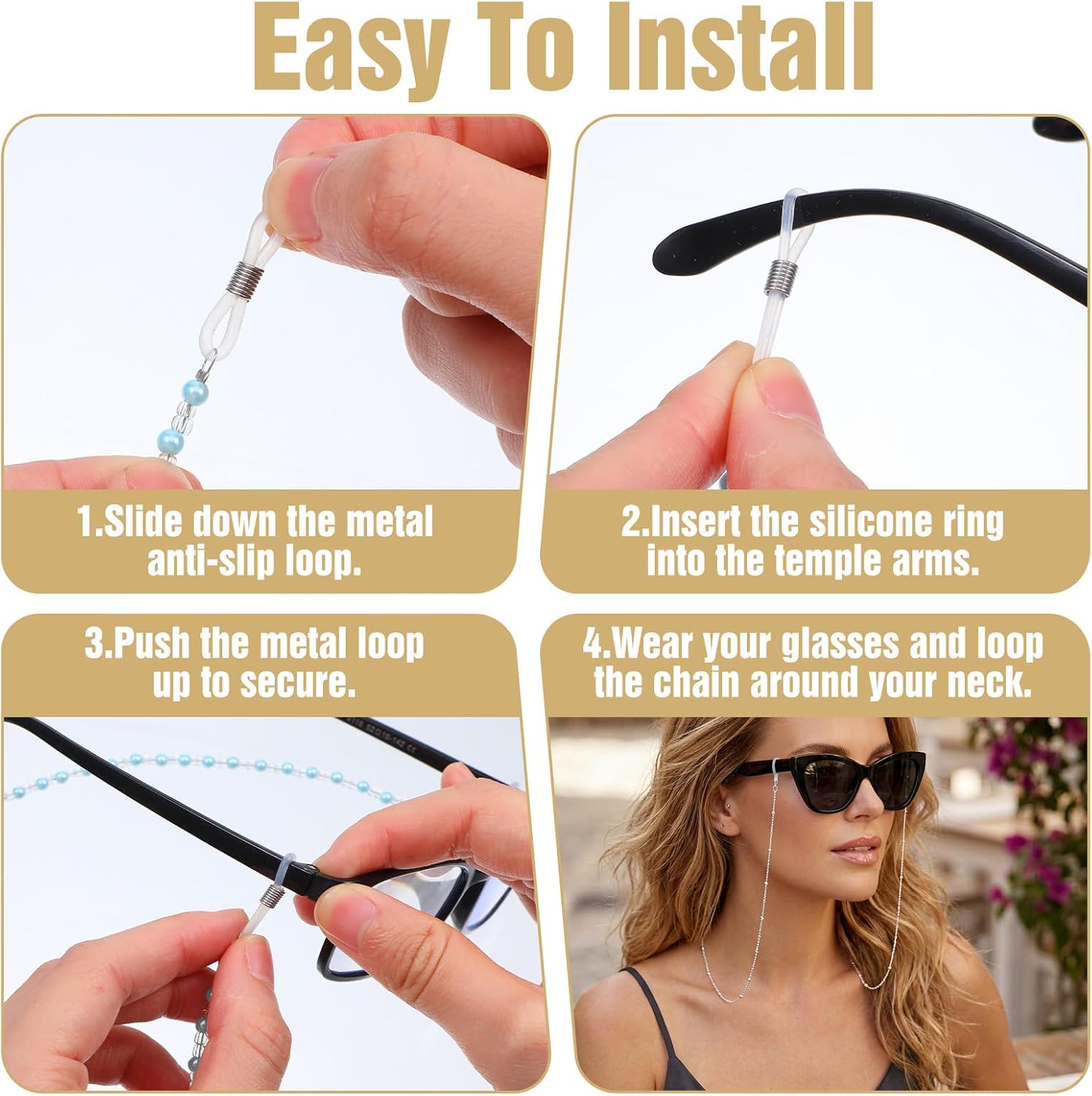 8PCS Eyeglass Chains, Beaded Eyeglasses Chain Holder | Beaded Neck Cord Vintage Reading Glasses Chain Glasses Holders Around Neck for Women