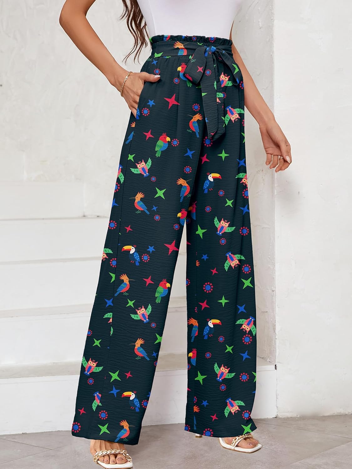 KORSIS Women's Wide Leg Lounge Pants Lightweight High Waisted Loose Work Elastic Casual Outfits Trousers with Pockets (S-2XL) - Image 4