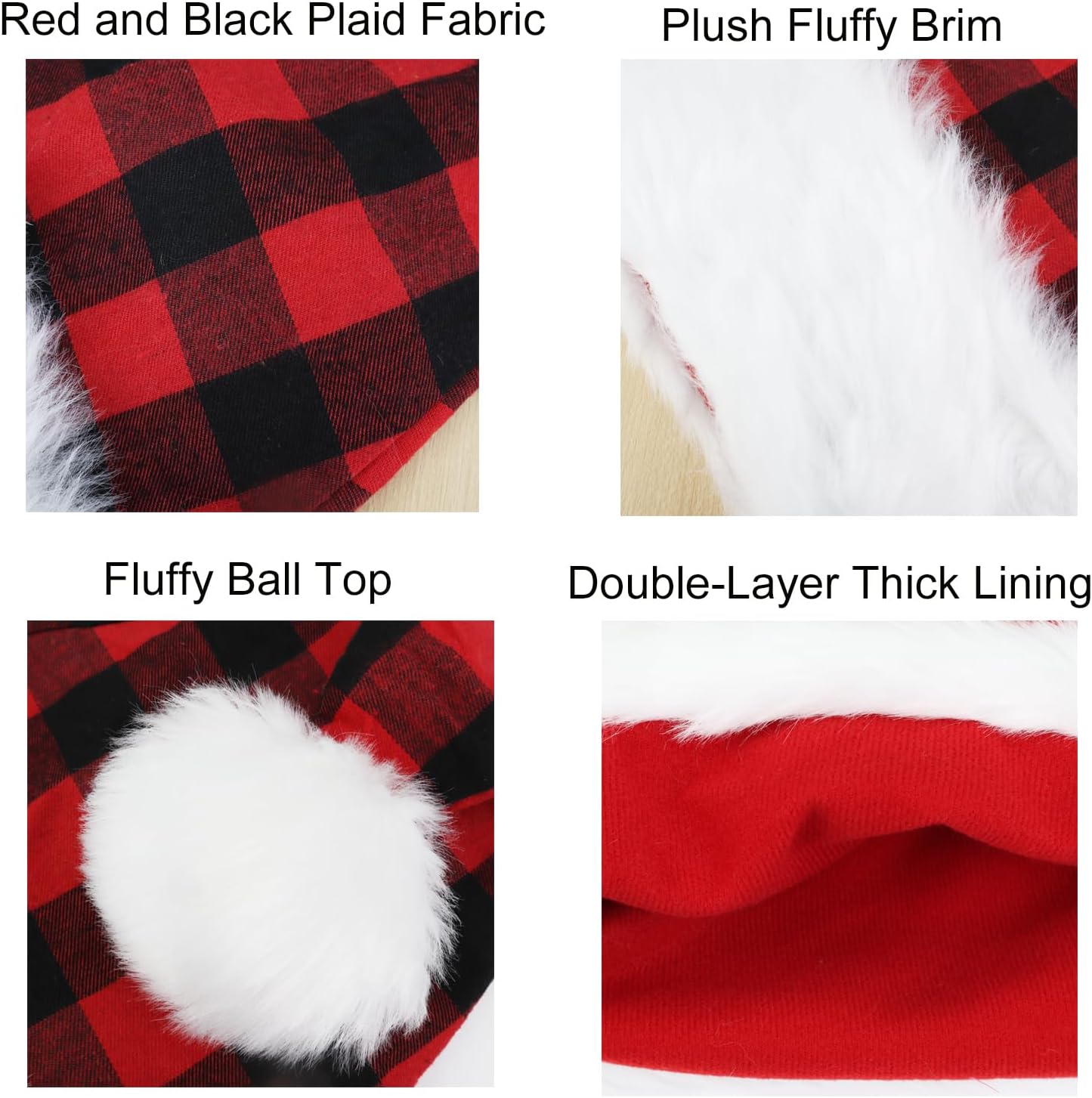 Christmas Santa Hat for Adults,Thicken Velvet Classic Unisex Xmas Holiday Santa Claus Hat for New Year Party Headwear