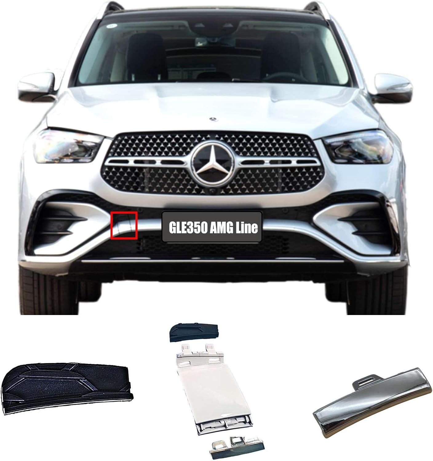 Front Tow Cover Fit 19-24 Mercedes Benz W167 GLE 350 GLE35 Special Package 2019 2020 2021 2022 2023 2024 Bumper Towing Hook Eye Cap
