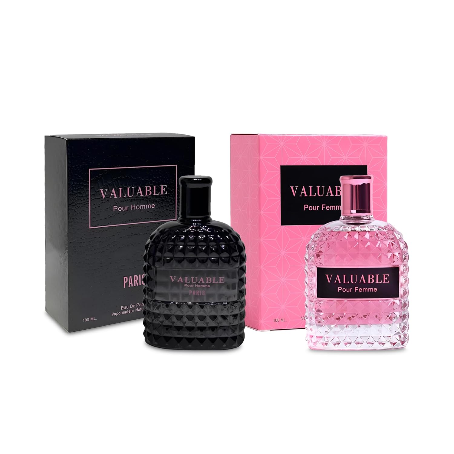 Valuable Couple Set Perfume for Women/Men Eau De Parfum - Amber Floral Jasmine, Bourbon Vanilla & Woods Oriental-Floral Women/Men Cologne with a Modern Twist Elegant 100ml Bottle for Best Gift