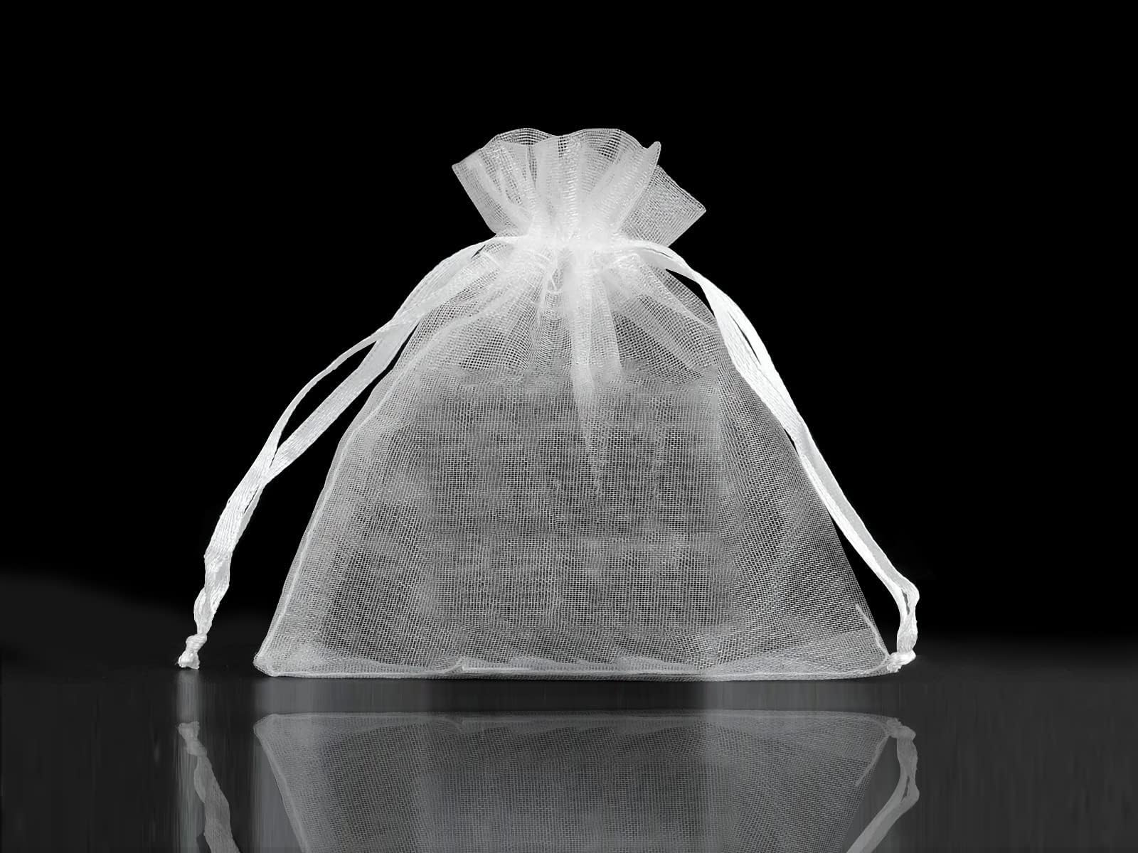 Lonely high heels 100PCS Bolsitas lavanda para Regalos Blanco Organza de 7x9cm, Envoltura de Joyas con Cordón para Boda Favores arroz y Dulces