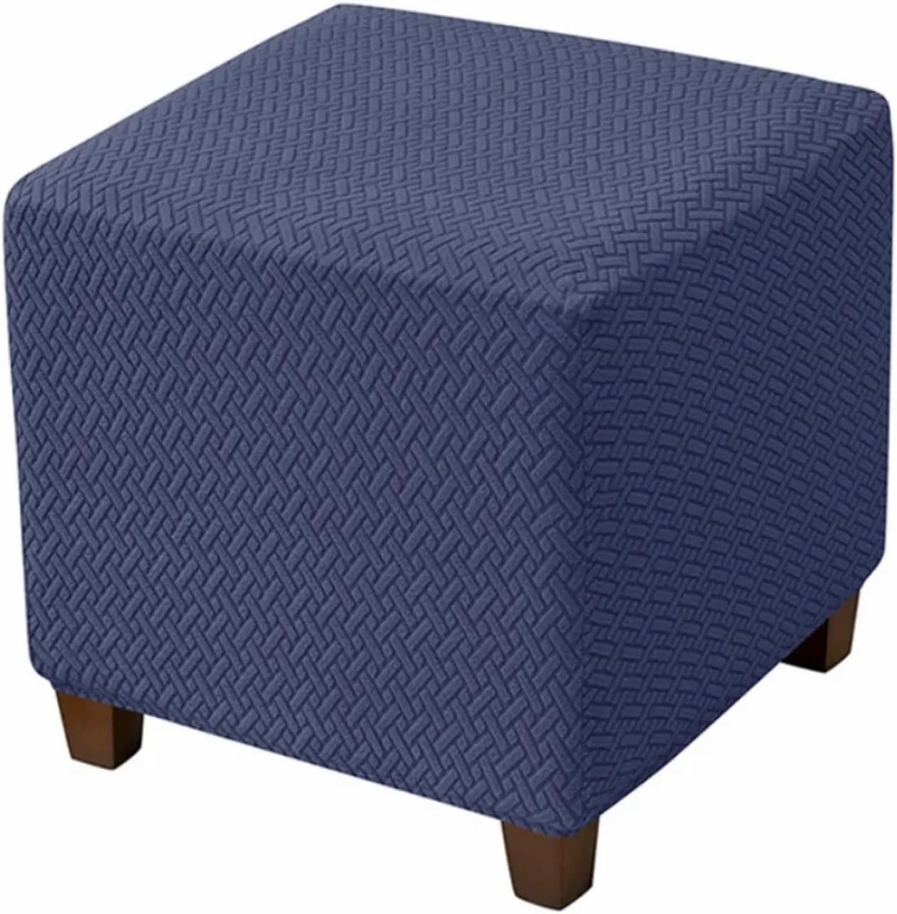 10pcs Universal Ottoman Stool Cover Stretchable T-Shaped Pattern Sofa Footrest Slipcovers Elastic Band Soft Jacquard for Footstool(Dark Blue1)