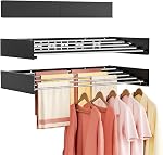 Wall Mounted Clothes Drying Rack Folding Indoor, Foldable Laundry Drying Rack Collapsible,Invisible, Space Saving, Retractable Towel Drying Rack, with Wall Template(5 Drying Rods, White 32")