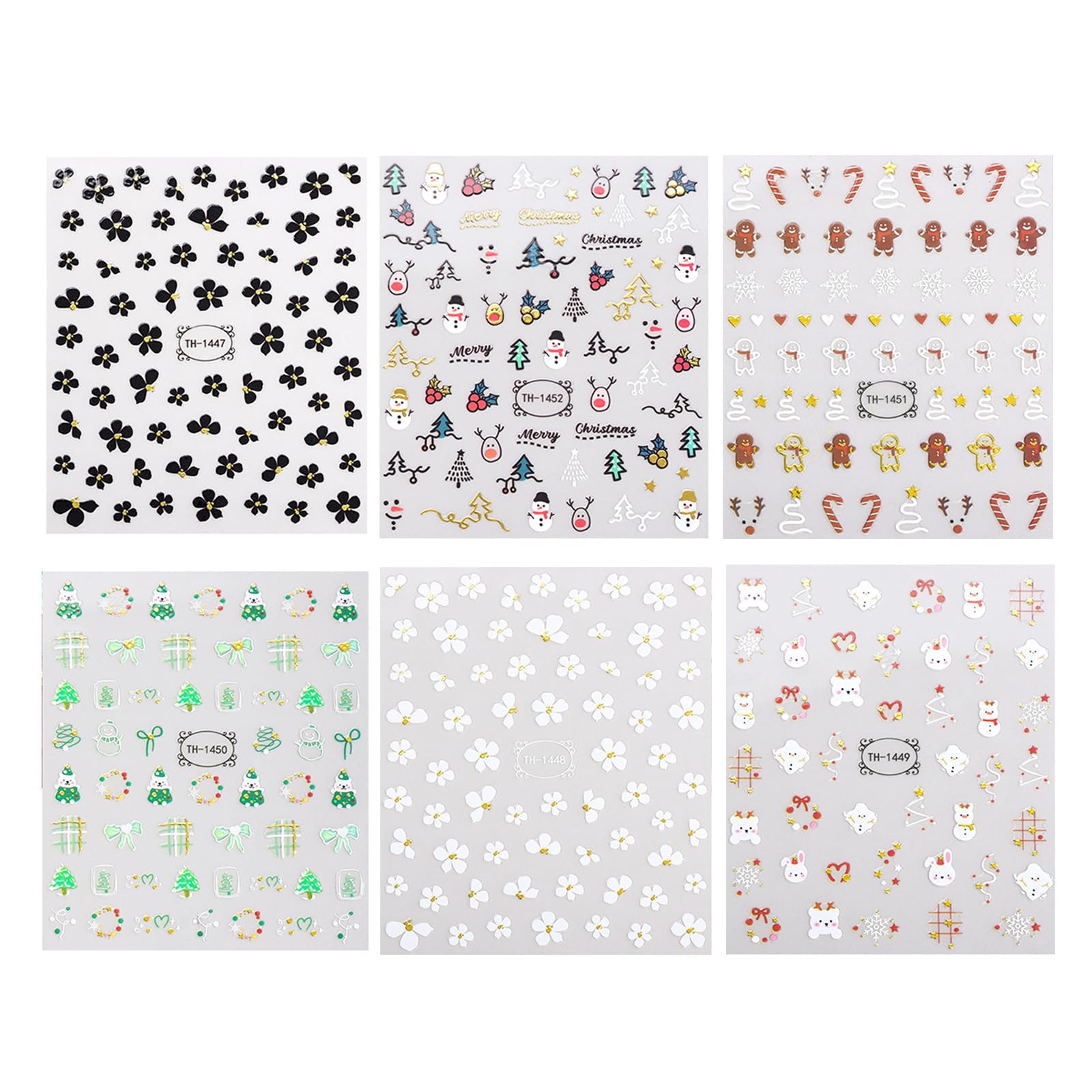 6pcs Christmas Nail Stickers Snowflake Art Tree Decals Manicure Art Decoration