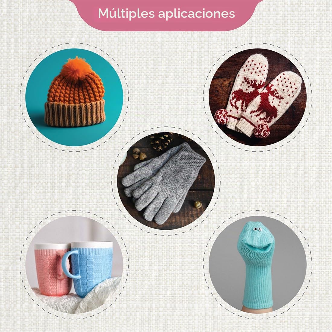 KnitPro Juego de agujas de doble punta Ginger - 12 x 15 cm Agujas de tejer de doble punta Juegos de 5 Ginger Grande Set para principiantes, profesionales y set de regalo