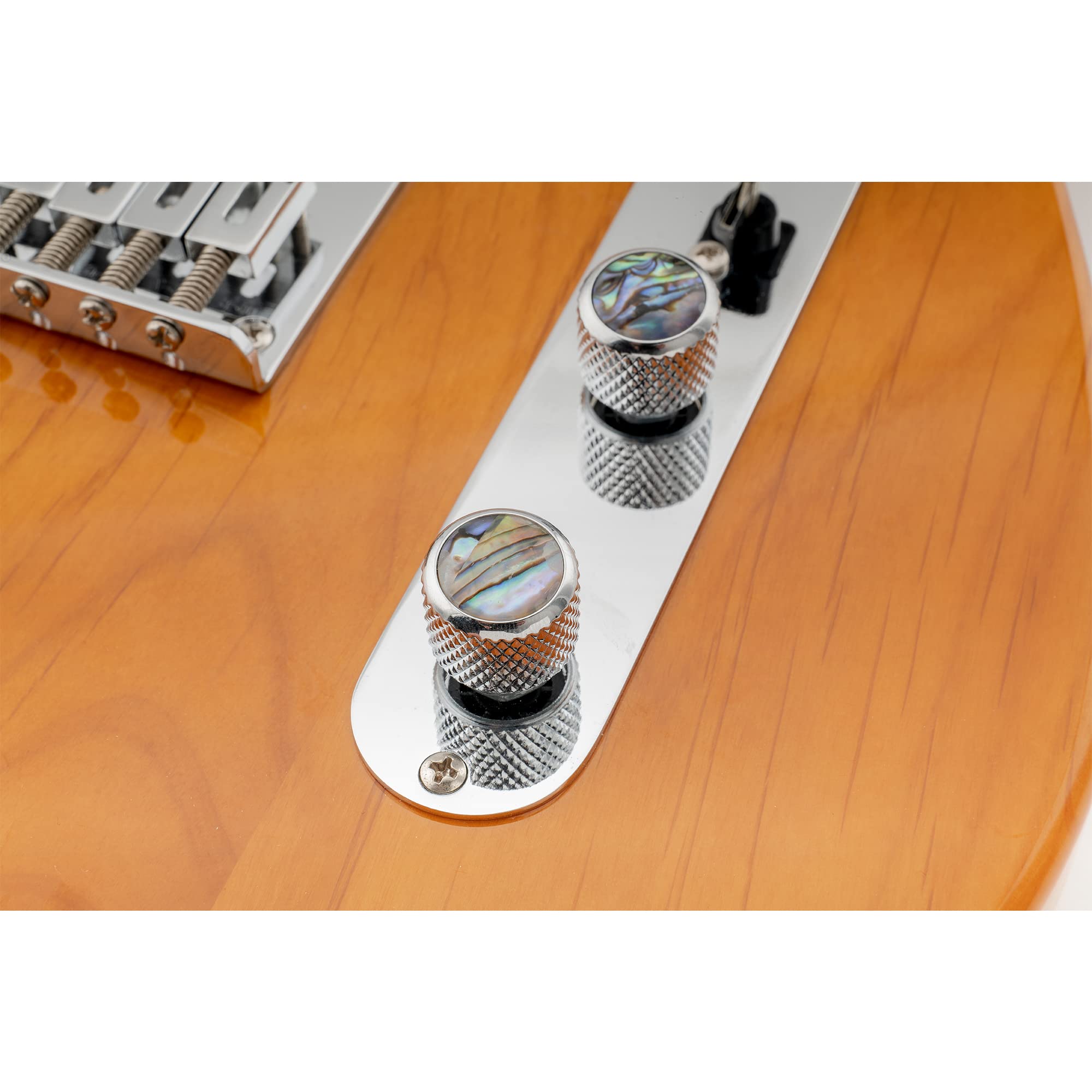 Musiclily Pro Tradycyjny Metryczna Abalone Top Gałka Metalowa Dome Knobs do Gitary Elektrycznych Telecaster i Basowych, Chrom (2 szt.)