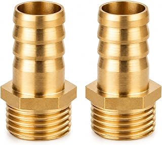 2 Pieces 16mm Brass Hose Nozzle Hose Bar Mount, 1/2" Hose Nipple Connector Brass, Pipe Adapter, Hose Nozzle for Water, Gas, Air