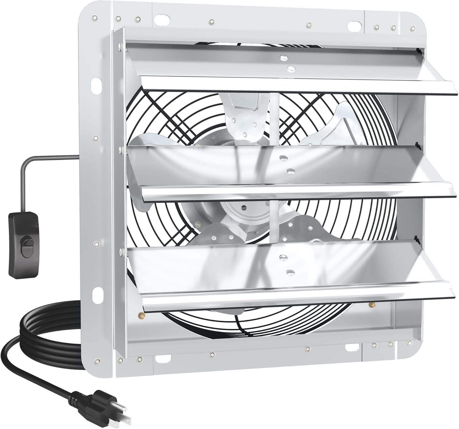 10 Inch Shutter Exhaust Fan, High-Speed 1400CFM Low Noise Attic Fan, Automatic Shutter, Ventilation and Cooling Vent Fan for Greenhouses, Garages, Shop, Chicken Coops, Gable, Shed