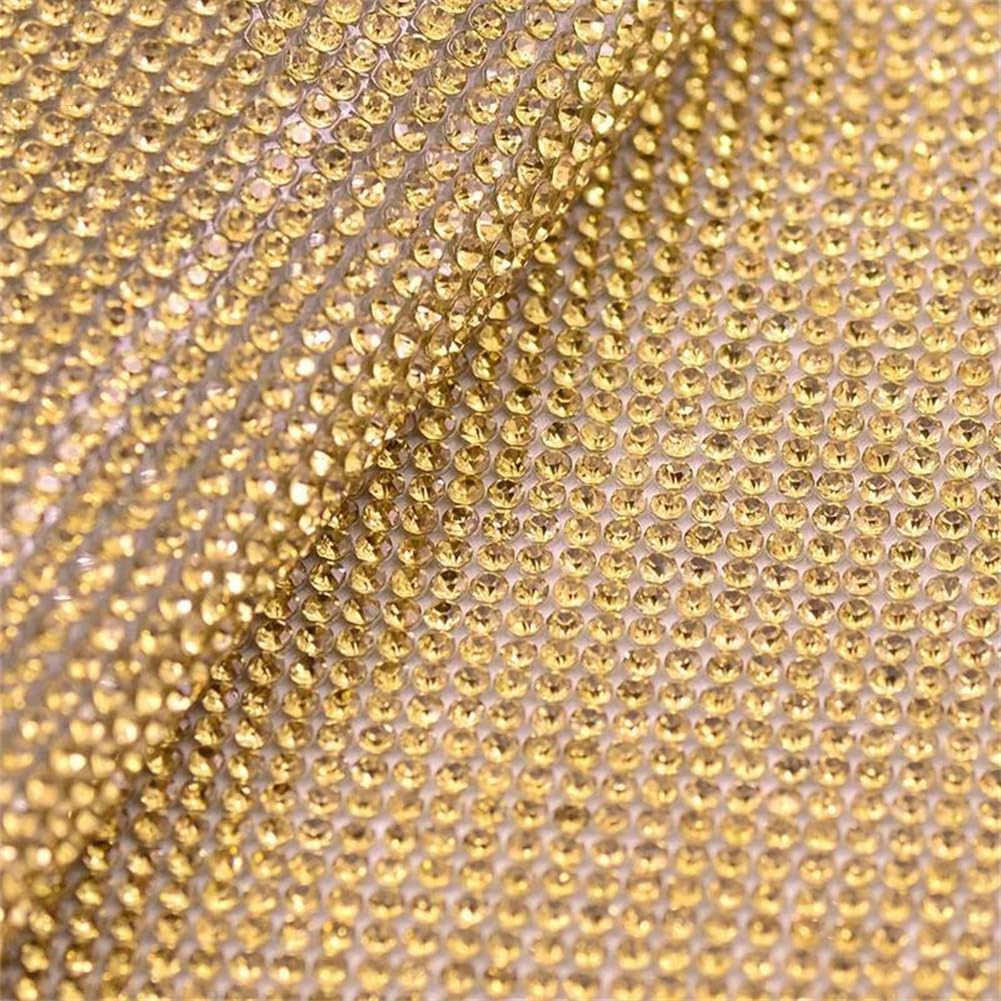 24 x 40 cm Topaze claire Hotfix Verre Strass Bordure en maille Cristal Feuilles de tissu Hot Fix Patchs Crystal AB Hotfix Design
