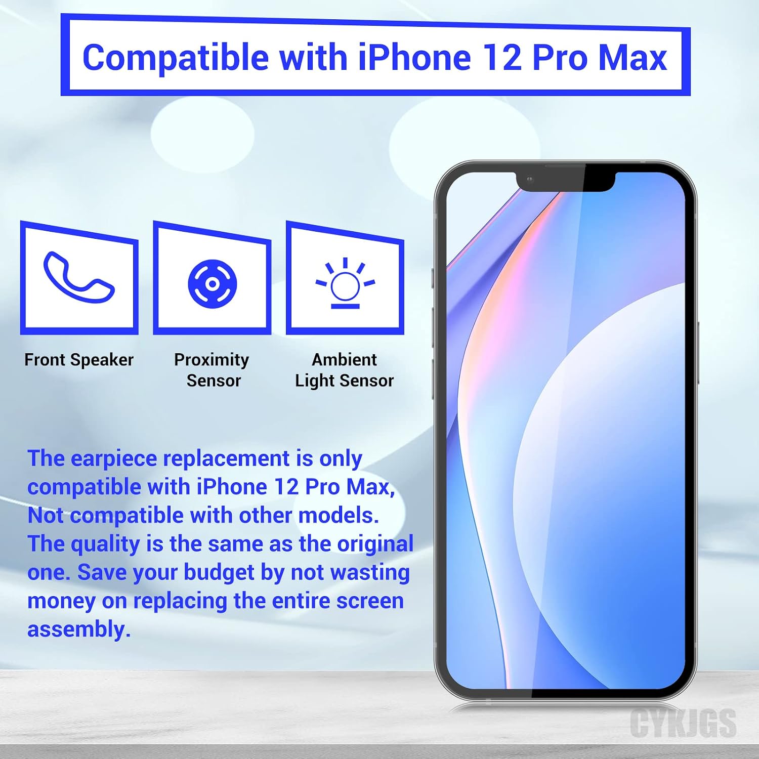 for iPhone 12 Pro Max Ear Speaker Replacement OEM Repair Kit Front Earpiece Module with Ambient Light Sensor Proximity Sensor Connector Fix Tools Kit A2342 A2410 A2411 A2412