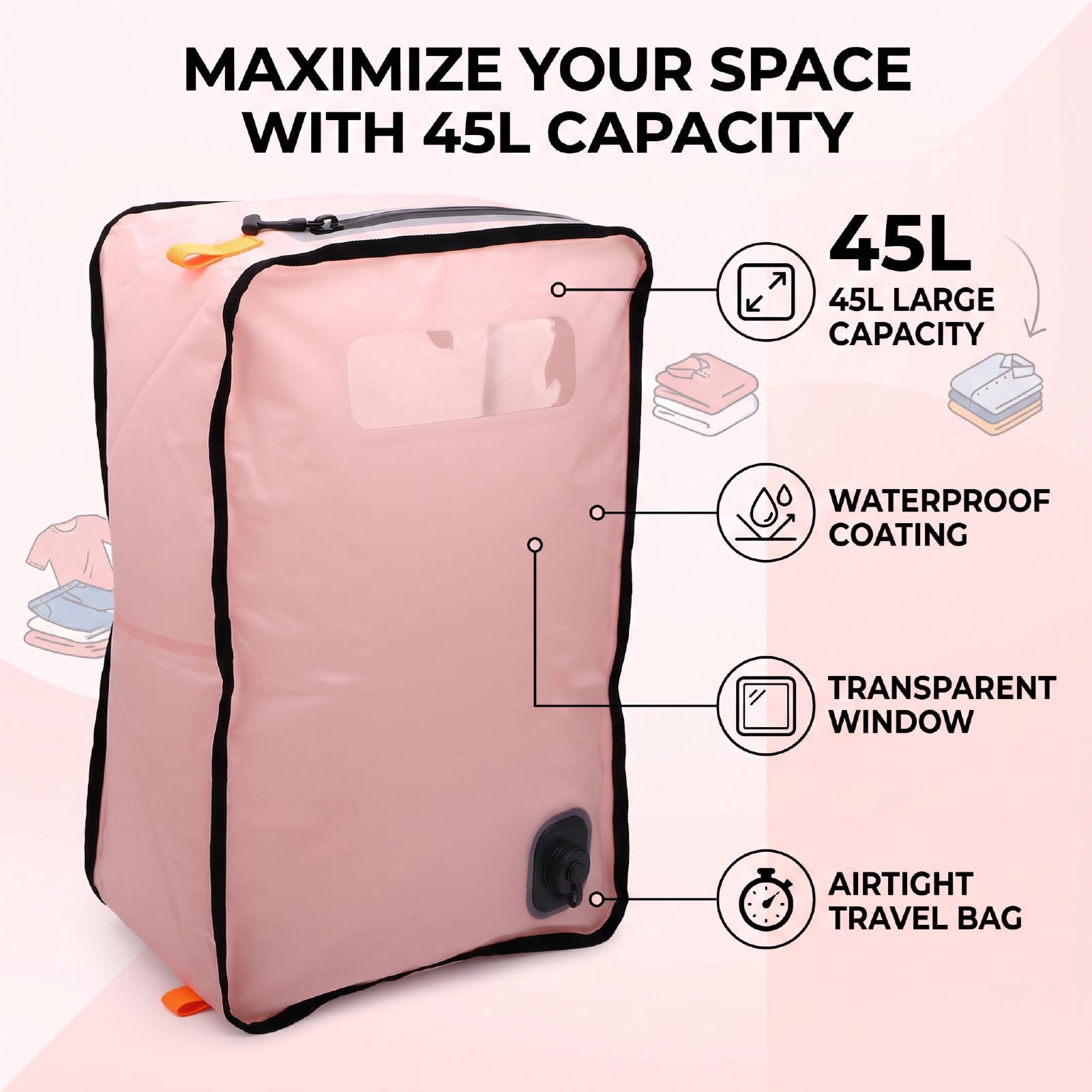 Bolsa de Almacenamiento Al Vacío, Cubo Plegable Impermeable 45 L
