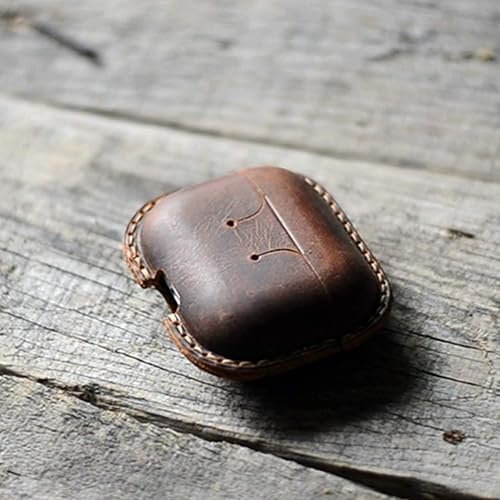 Miniatura 4 de JJNUSA Cuero genuino cuero envejecido para Apple AirPods Pro 2 1 inalámbrico carga caso cubierta protectora auricular caso marrón