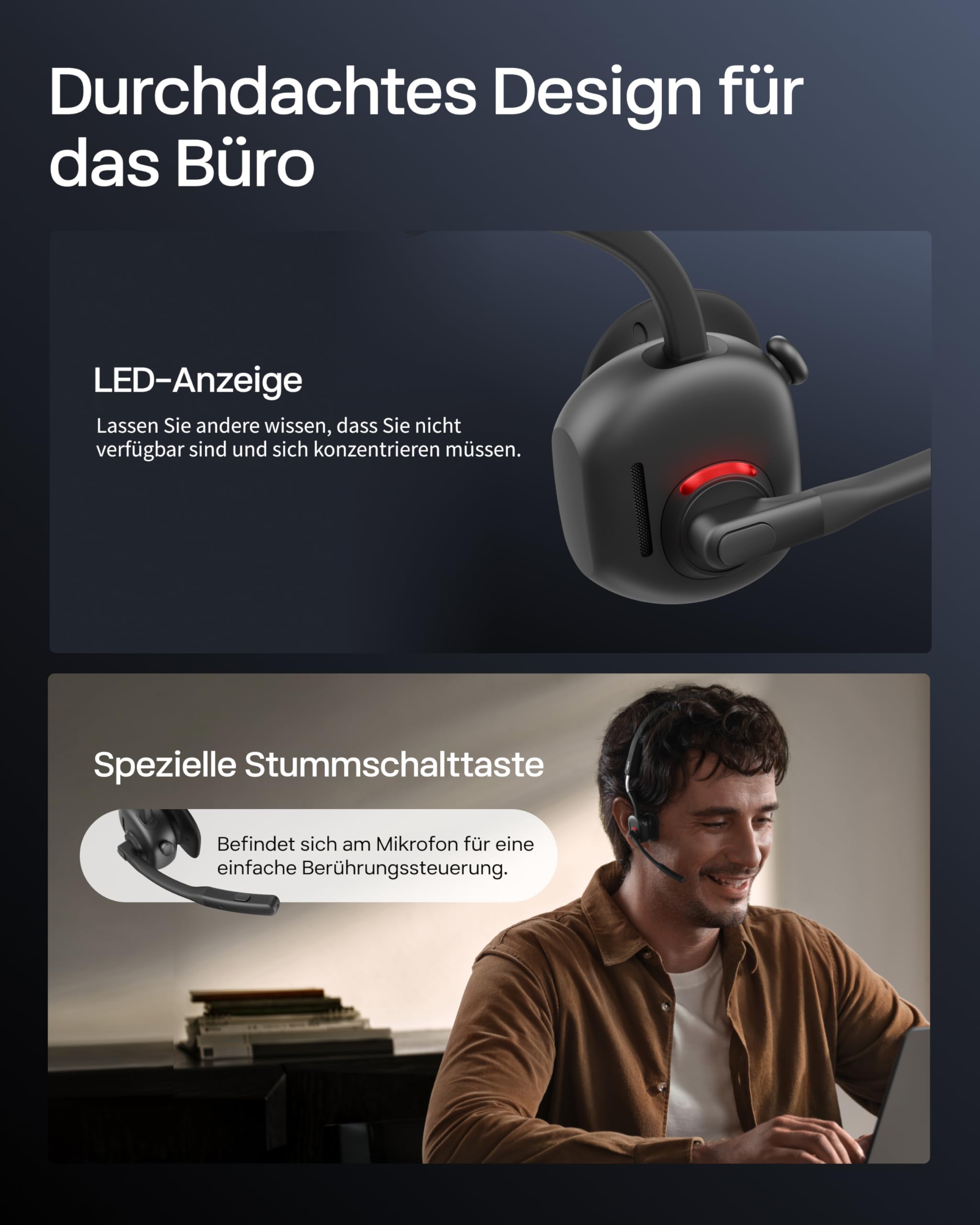 SHOKZ OpenMeet Open-Ear-Headset mit 2 Mikrofonen | Bluetooth 5.4, 15 Std. Akku, Noise-Cancelling-Mikrofone, Schnellladung, Arbeit, Anrufe und Meetings
