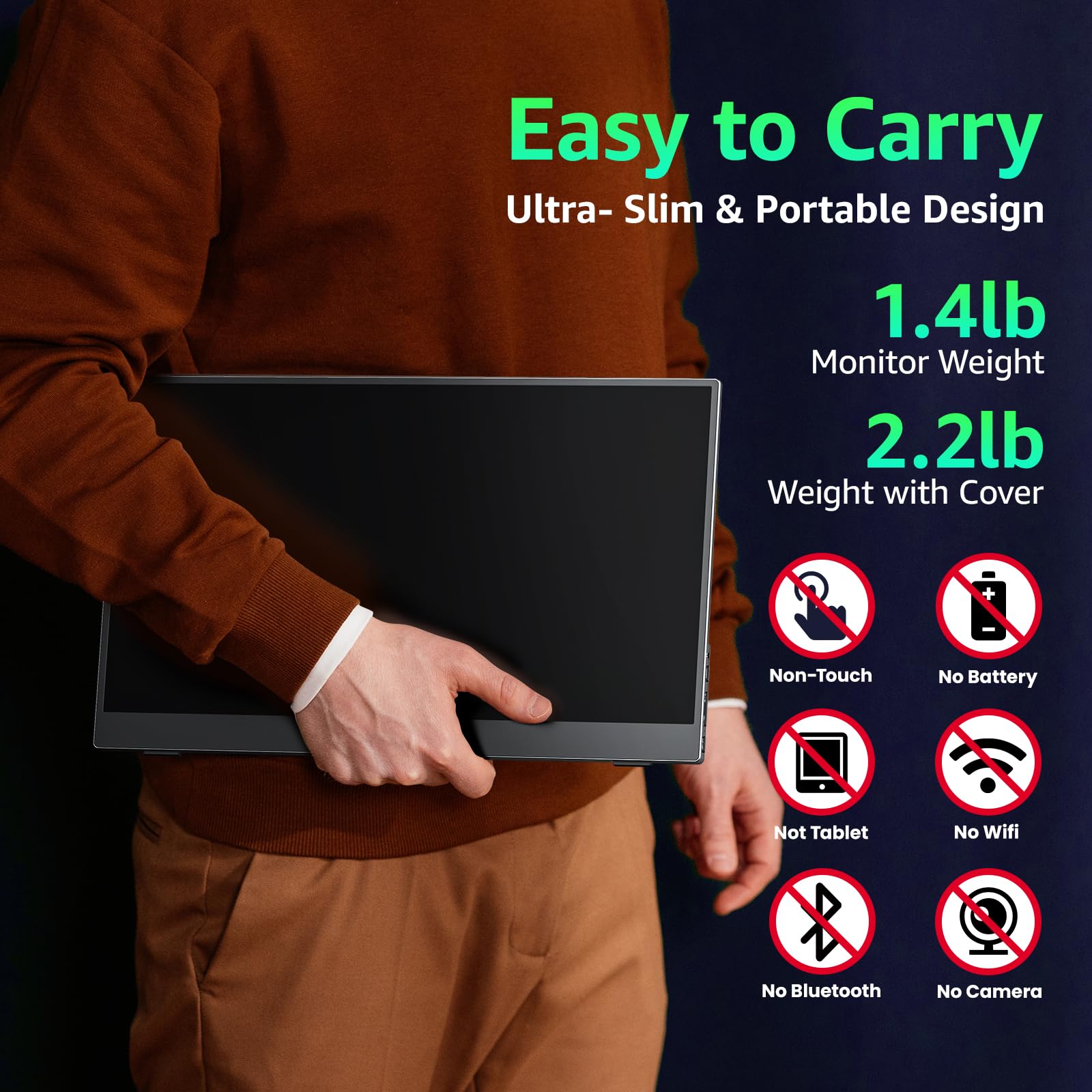 Amazon.com: kksmart Portable Monitor 15.6 inch 1080P FHD 86% sRGB