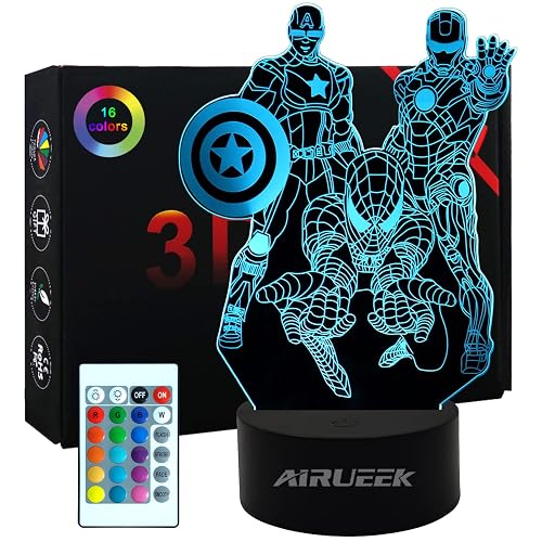 AIRUEEK Spiderman Veilleuse 3D Super Héros, -16 Variations De Couleurs/1
