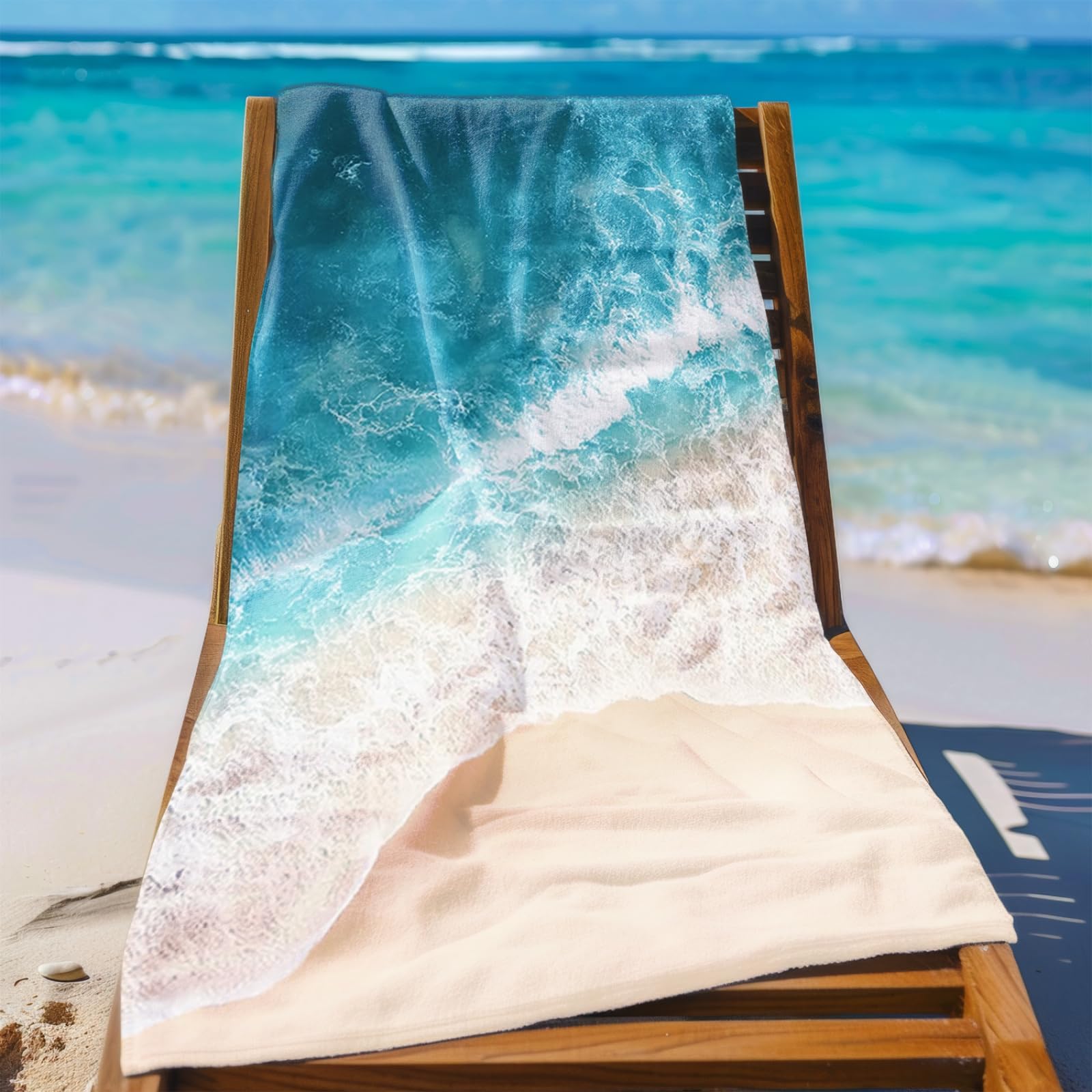 Genérico Toalla Playa Grande Playa del Mar Azul Microfibra Secado Rápido Oversize Toalla Sin Arena Súper Ligera Piscina Camping Picnic Yoga Gimnasio Y Deportes Viaje