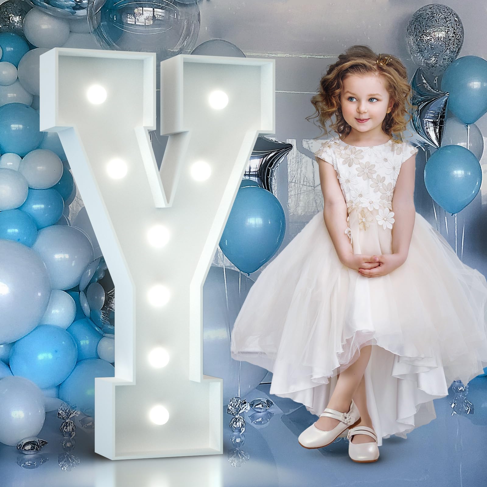 4FT Light Up Numbers Birthday Decoration Large Marquee Numbers 1 for 1st 18th 21st Birthday Party Decor Wedding, Big Number Frame Foam Cardboard Mosaic Arch Stand Pre-Cut Numbers — view 14