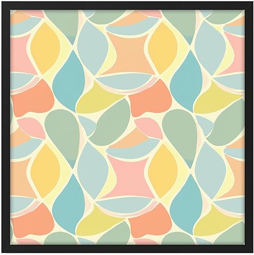 Ethan Taylor Abstract Wall Art Prints Unframed Square Posters 'Retro 70s Hippie Groovy Pattern XVIII' Retro Home Décor for Living Room, Bedroom,