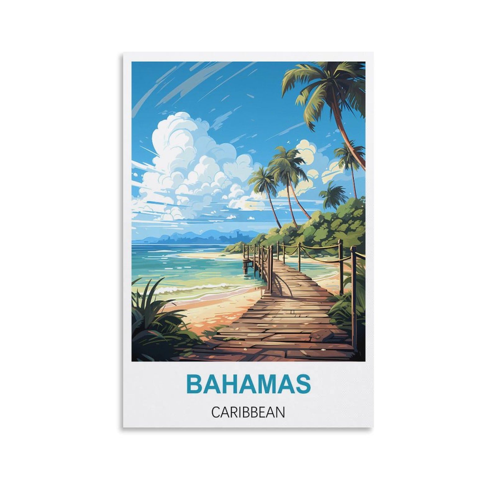 Metal Tin Sign,Bahamas Caribbeans Travel Tin Signs Metal Poster Wall Decor Office Cafe Bathroom Badroom 30x30cm