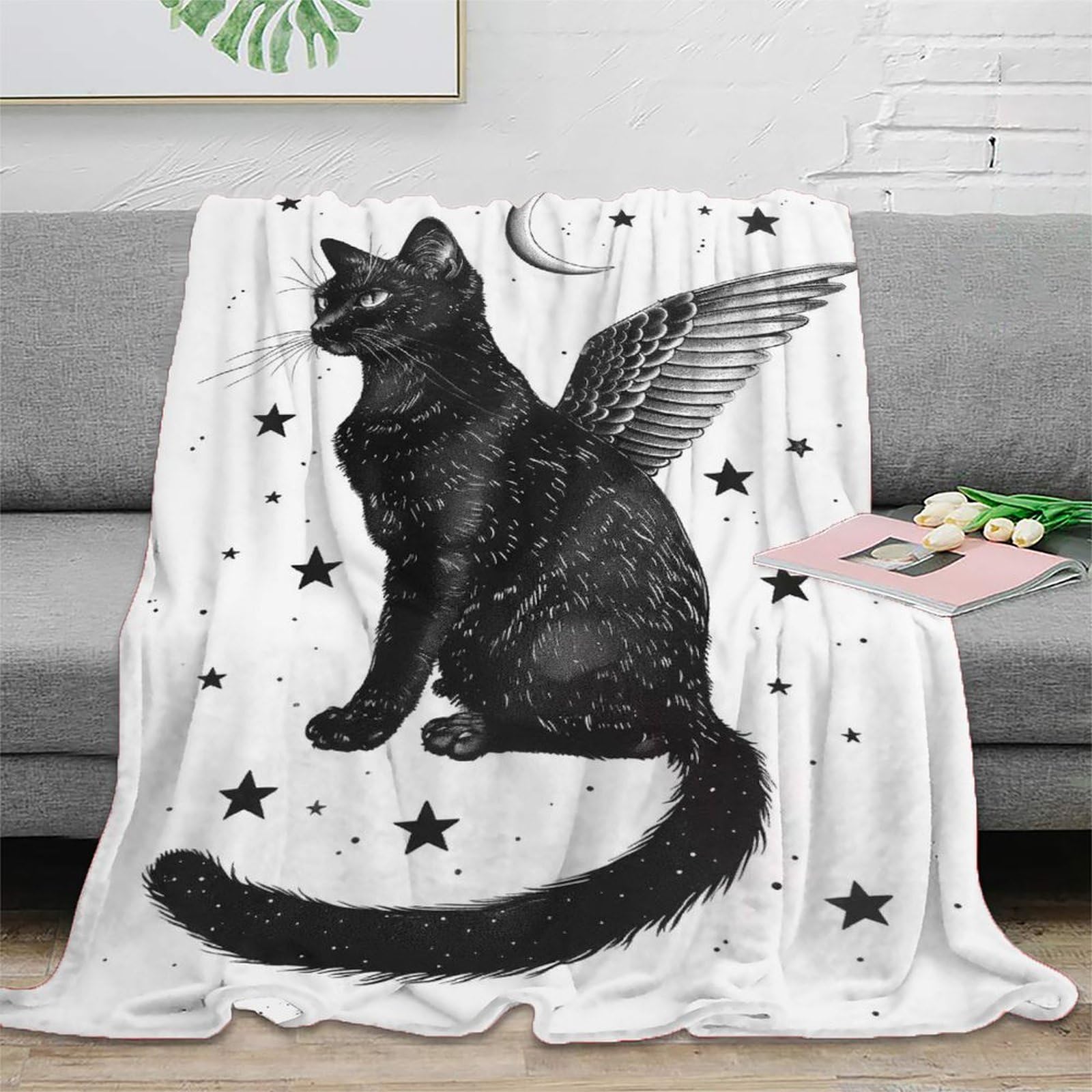 Couverture chaton volant 3D grand plaid chaud pour lit 200x230