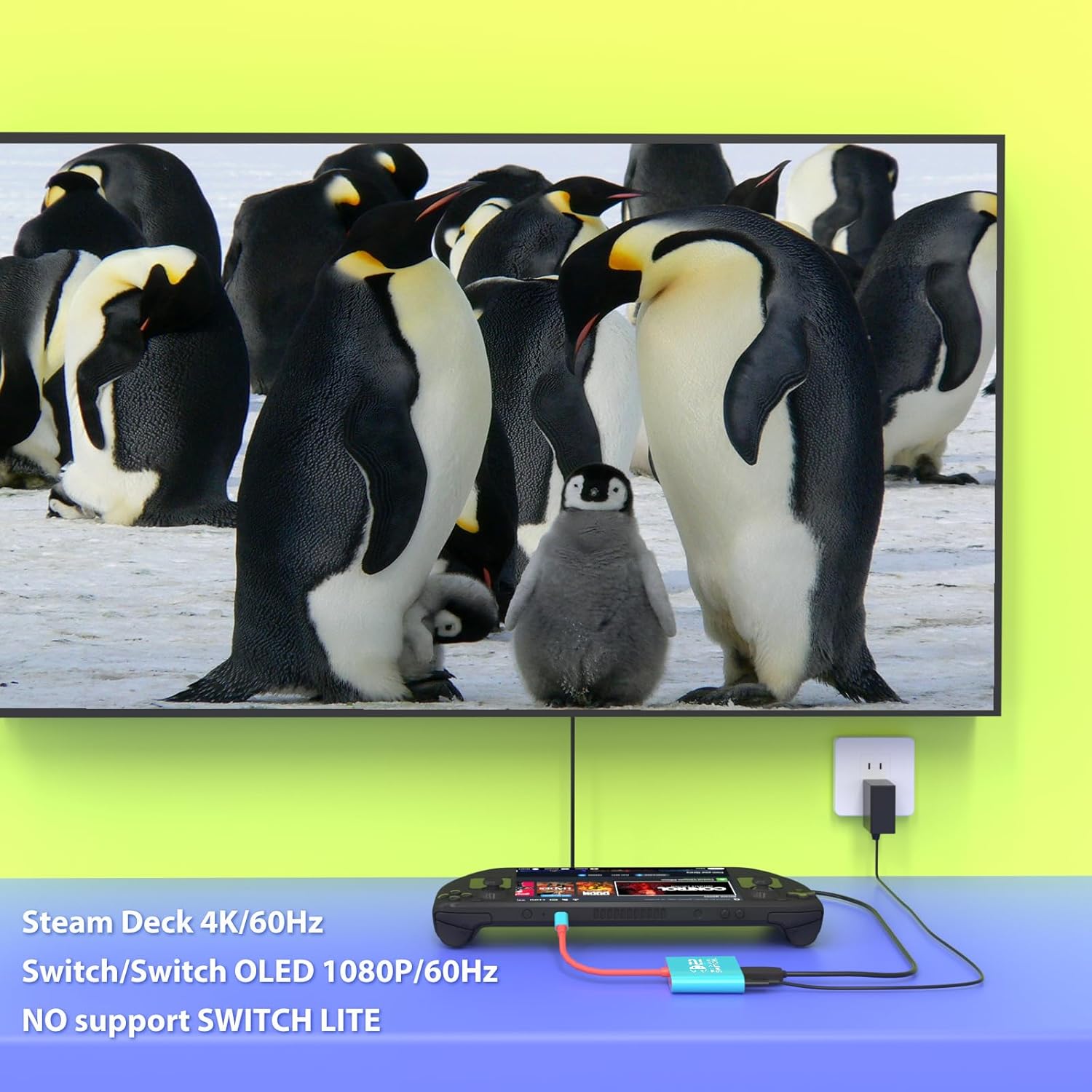 Docking Station for Nintendo Switch 1/2 and Steam Deck, Support TV Dock Mode, Portable TV HDMI Adapter Accessories for Nintendo Switch 1 and OLED and 2, USB C to HDMI 2.0 Adapter - Image 5