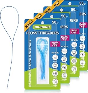 RioRand Floss Threaders,Essential Tool for Maintaining Oral Health with Braces, Bridges, and Implants 200 Count (Pack of 4)
