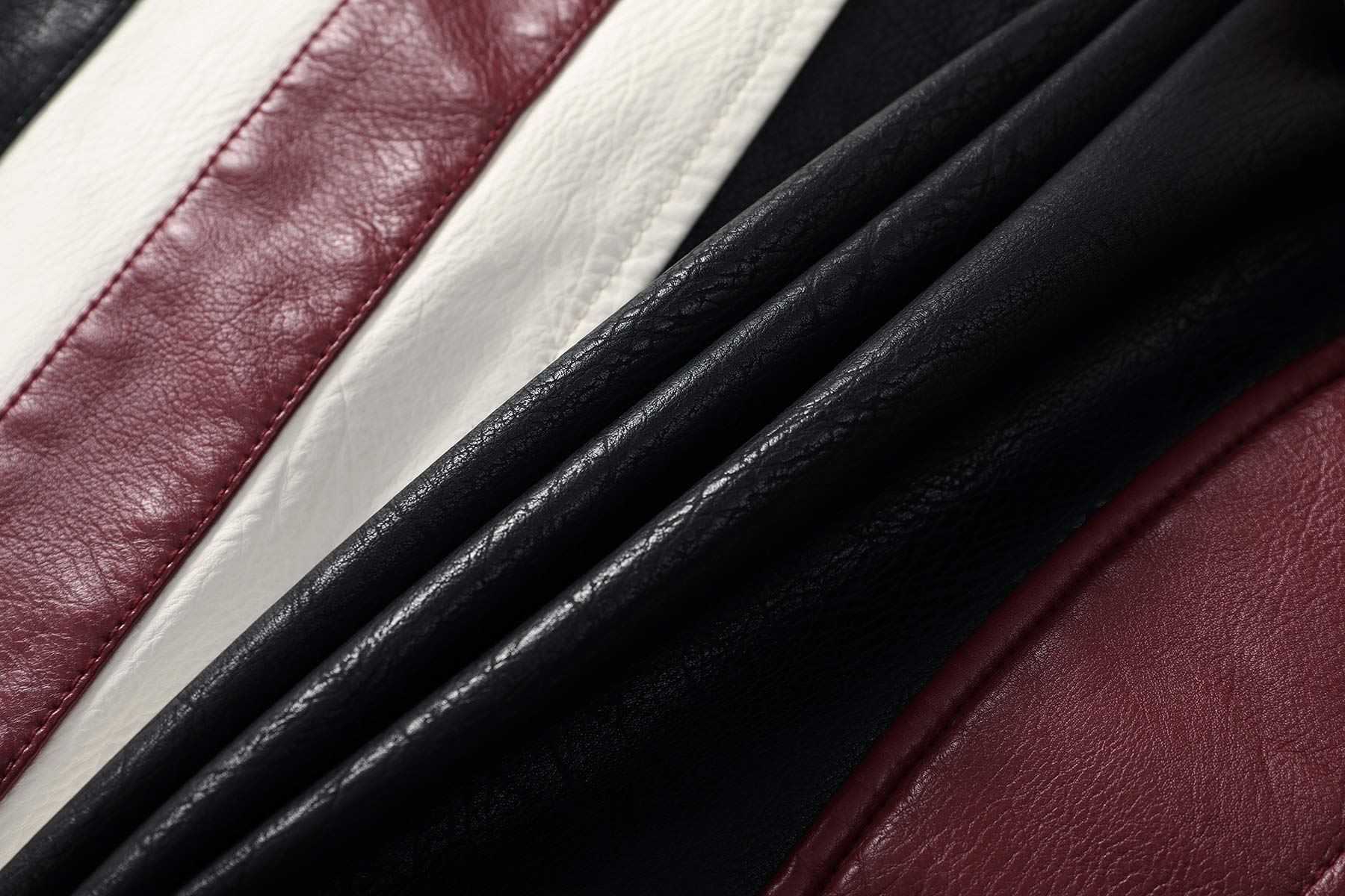 Stand-up collar mens motorcycle leather motorcycle racing suit color-blocking PU simulation leather jacket — view 6